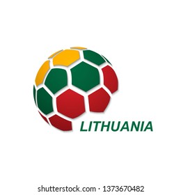 Football banner. Vector illustration of abstract soccer ball with Lithuania national flag colors