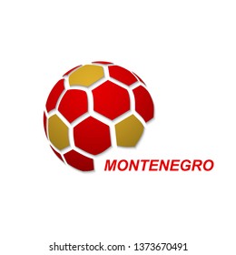 Football banner. Vector illustration of abstract soccer ball with Montenegro national flag colors