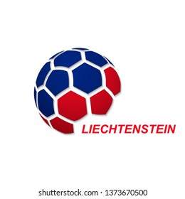 Football banner. Vector illustration of abstract soccer ball with Liechtenstein national flag colors