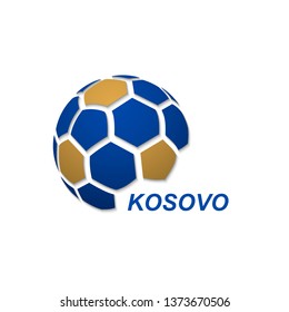 Football banner. Vector illustration of abstract soccer ball with Kosovo national flag colors