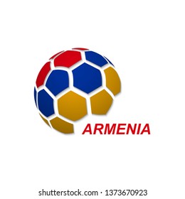 Football banner. Vector illustration of abstract soccer ball with Armenia national flag colors