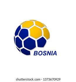 Football banner. Vector illustration of abstract soccer ball with Bosnia national flag colors