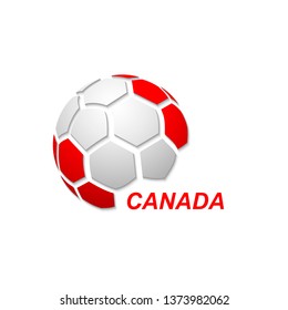 Football banner. Vector illustration of abstract soccer ball with Canada national flag colors