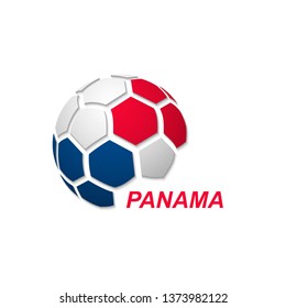 Football banner. Vector illustration of abstract soccer ball with Panama national flag colors