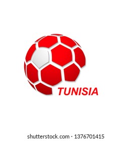 Football banner. Vector illustration of abstract soccer ball with Tunisia national flag colors