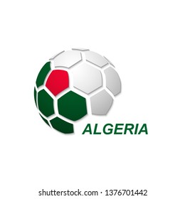 Football banner. Vector illustration of abstract soccer ball with Algeria national flag colors