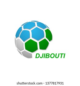 Football banner. Vector illustration of abstract soccer ball with Djibouti national flag colors