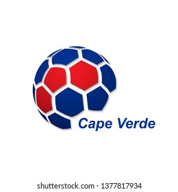 Football banner. Vector illustration of abstract soccer ball with Cape Verde national flag colors