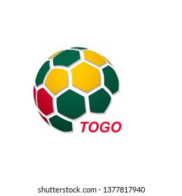 Football banner. Vector illustration of abstract soccer ball with Togo national flag colors