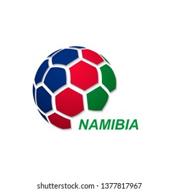 Football banner. Vector illustration of abstract soccer ball with Namibia national flag colors