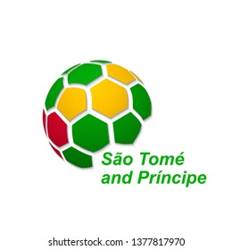 Football banner. Vector illustration of abstract soccer ball with SaoTome national flag colors