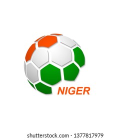 Football banner. Vector illustration of abstract soccer ball with Niger national flag colors