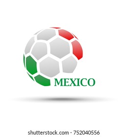 Football banner. Vector illustration of abstract soccer ball with Mexico national flag colors