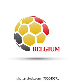 Football banner. Vector illustration of abstract soccer ball with Belgium national flag colors