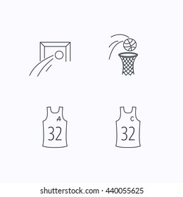 Football, basketball and team captain icons. Team assistant linear sign. Flat linear icons on white background. Vector