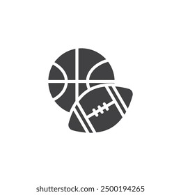 Football and basketball vector icon. filled flat sign for mobile concept and web design. Basketball, football ball glyph icon. Symbol, logo illustration. Vector graphics