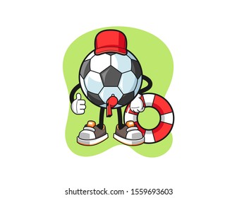 Football beach lifeguard cartoon. Mascot Character vector.