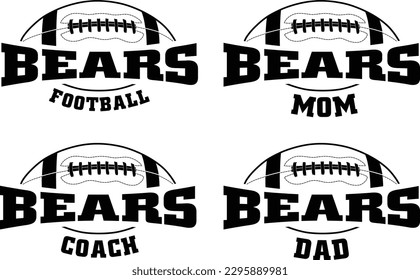 Football - Bears is a sports team design that includes text with the team name and a football graphic. Great for Bears t-shirts, advertising and promotions for teams or schools.