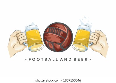 Football and beer vector illustration