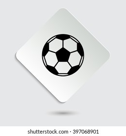 football - black vector icon  on a paper button