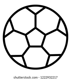 Football in black and white check, soccer line icon  