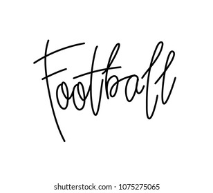 Football black and white logo. Vector soccer emblem design isolated on white background. Handwritten typography and lettering. Vector illustration for print and web. EPS 10