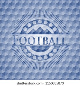 Football blue polygonal badge.