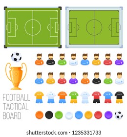Football board, vector tactical coaching board for football tactics, magnetic chips.