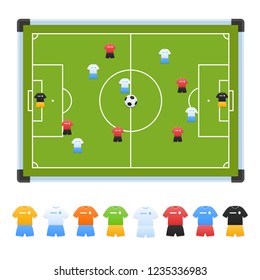 Football board, vector tactical coaching board for football tactics, magnetic chips.