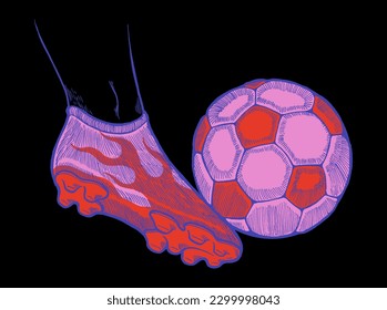 Football boot and ball. Soccer cleat and ball.