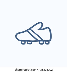 Football boot vector sketch icon isolated on background. Hand drawn Football boot icon. Football boot sketch icon for infographic, website or app.