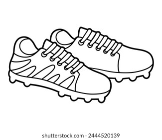 Football boots, Coloring book for children, sport equipment