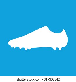 Football boots icon, simple white image isolated on blue background