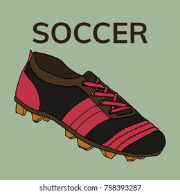 Football boots, soccer shoes. Hand drawn vector illustartion