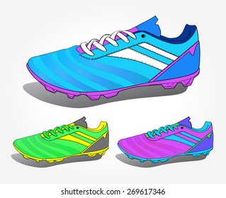 football boots, soccer shoes, vector
