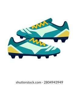Football Boots with Stud Sole in Flat Vector Style for Sports Training