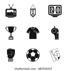 Football briefing icons set. Simple set of 9 football briefing vector icons for web isolated on white background