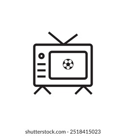 football broadcasts flat icon, outline style vector illustration isolated on white background. 