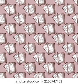Football cards engraving seamless pattern. Vintage background sport topic in hand drawn style. Vector repeated design texture for print, fabric, wrapping, wallpaper, tissue.