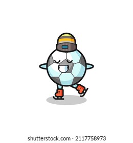 football cartoon as an ice skating player doing perform , cute style design for t shirt, sticker, logo element
