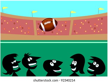 Football with Cartoon Silhouettes