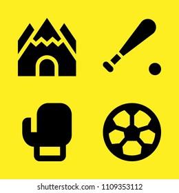football, cave, baseball and boxing vector icon set. Sample icons set for web and graphic design