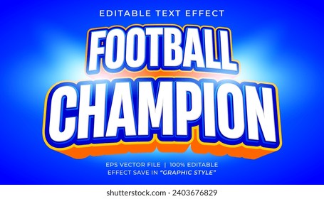 Football Champion 3d editable text effect sport style