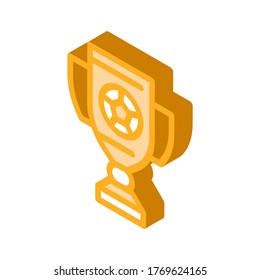 Football Champion Cup Icon Vector. Isometric Football Champion Cup sign. color isolated symbol illustration
