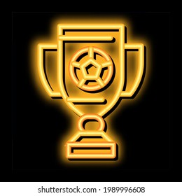 Football Champion Cup neon light sign vector. Glowing bright icon Football Champion Cup sign. transparent symbol illustration