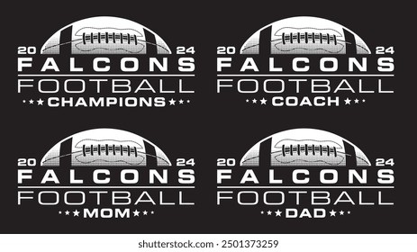 Football Champions 2024 - Falcons Designs is a sports design template that includes a graphic basketball and a space for your own teams name. This design is great for advertising and promotions.