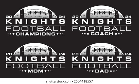 Football Champions 2024 - Knights Designs is a sports design template that includes a graphic basketball and a space for your own teams name. This design is great for advertising and promotion.