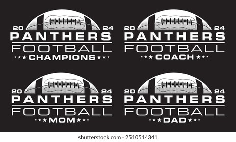 Football Champions 2024 - Panthers Designs is a sports design template that includes a graphic basketball and a space for your own teams name. This design is great for advertising and promotions.