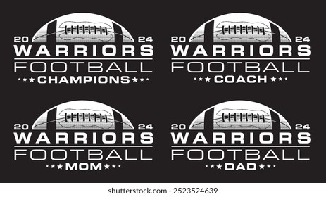 Football Champions 2024 - Warriors Designs ist eine Sport-Design-Vorlage, die einen grafischen Basketball und einen Raum für Ihren eigenen Mannschaftsnamen enthält. Dieses Design eignet sich hervorragend für Werbung und Werbeaktionen.