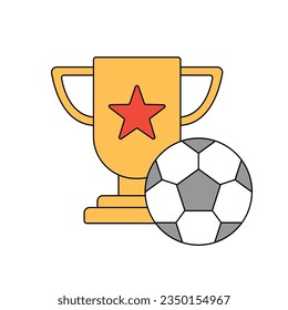 Football champions cup ball colored flat clipart isolated white background